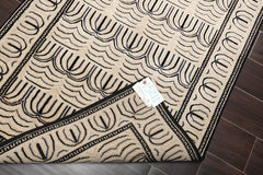 3x5 Cream, Gray, Black Color Hand Knotted 100% Wool Modern Oriental Rug