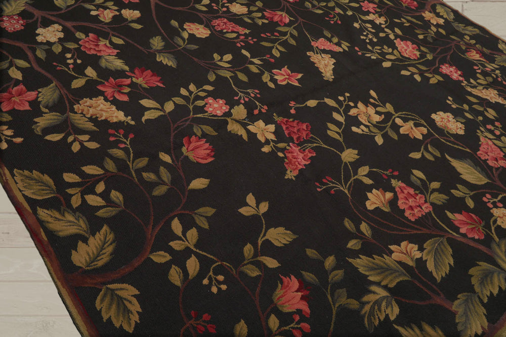 8x10 Dark Green, Lime, Rose Color Hand Knotted 100% Wool Traditional Oriental Rug