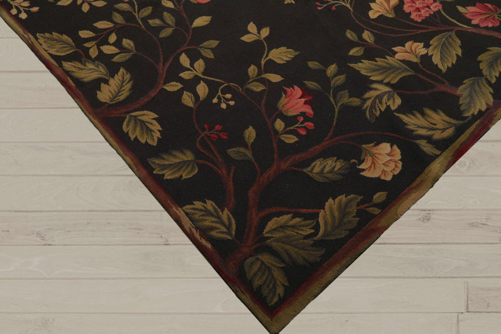 8x10 Dark Green, Lime, Rose Color Hand Knotted 100% Wool Traditional Oriental Rug