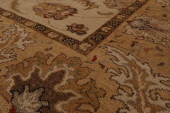8x10 Beige, Caramel, Brown Color Hand Knotted Turkish Oushak 100% Wool Traditional Oriental Rug
