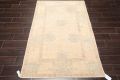 4x6 Beige, Taupe, Slate Color Hand Knotted 100% Wool Transitional Oriental Rug