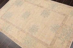 4x6 Beige, Taupe, Slate Color Hand Knotted 100% Wool Transitional Oriental Rug