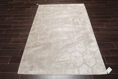 5x7 Gray, , Color Hand Knotted Viscose Modern Oriental Rug