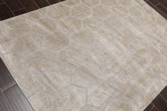 5x7 Gray, , Color Hand Knotted Viscose Modern Oriental Rug