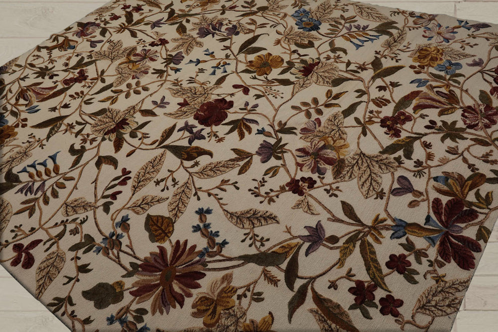 8x10 Beige, Rust, Green Color Hand Knotted 100% Wool Transitional Oriental Rug