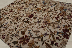 8x10 Beige, Rust, Green Color Hand Knotted 100% Wool Transitional Oriental Rug