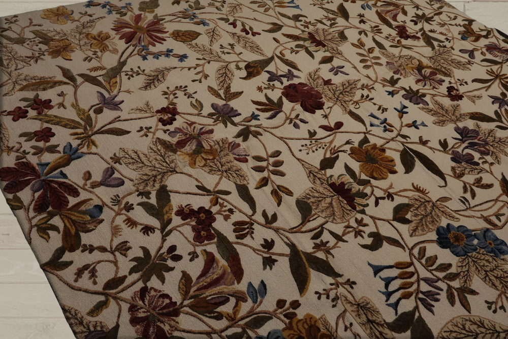 8x10 Beige, Rust, Green Color Hand Knotted 100% Wool Transitional Oriental Rug