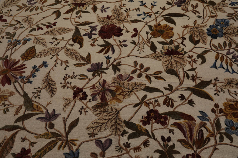 8x10 Beige, Rust, Green Color Hand Knotted 100% Wool Transitional Oriental Rug