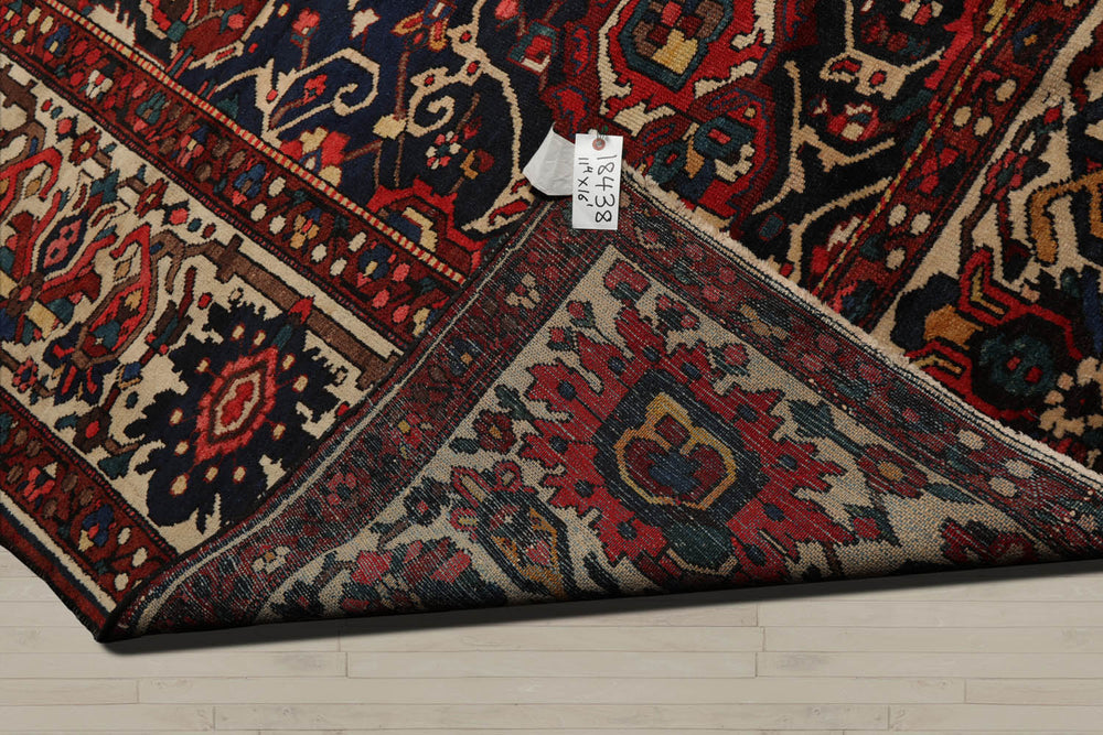 Palace Rust, Ivory, Navy Color Hand Knotted Bakhtiari 100% Wool Traditional Oriental Rug