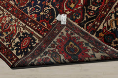 Palace Rust, Ivory, Navy Color Hand Knotted Bakhtiari 100% Wool Traditional Oriental Rug