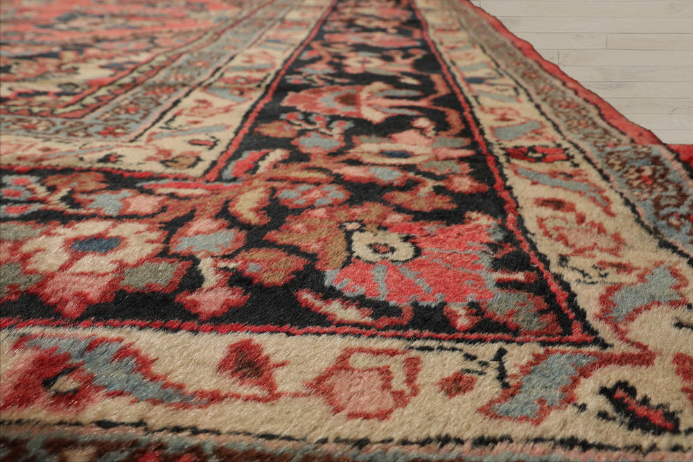 Palace Rose, Charcoal, Ivory Color Hand Knotted Lilihaan 100% Wool Traditional Oriental Rug