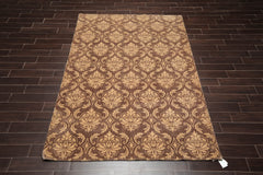 6x9 Brown, Caramel, Color Hand Knotted 100% Wool Transitional Oriental Rug