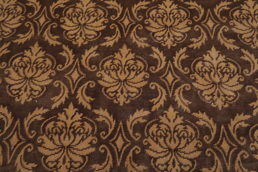 6x9 Brown, Caramel, Color Hand Knotted 100% Wool Transitional Oriental Rug