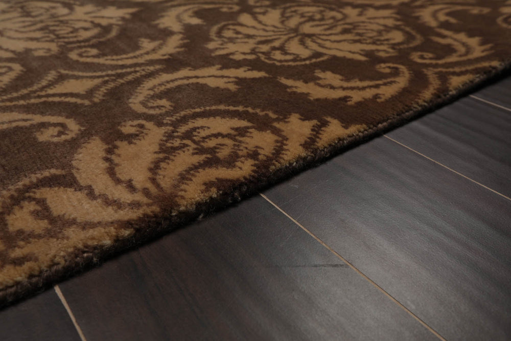 6x9 Brown, Caramel, Color Hand Knotted 100% Wool Transitional Oriental Rug