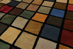 Knotted Rug Hand Knotted 3'7''x3'6'' Square Modern Contemporary Wool Oriental Area Rug