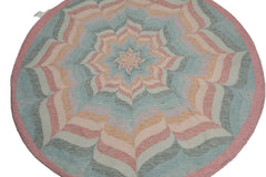 Knotted Rug Beige Hand Knotted 6'x6' Round Transitional Kilim Dhurry Wool Oriental Area Rug