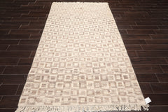 5x8 Beige, Brown, Color Hand Knotted Soumak 100% Wool Modern Oriental Rug