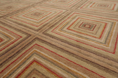 Knotted Rug Tan Beige Hand Knotted 6'x9' Tibetan Modern Contemporary 100% Wool Oriental Area Rug