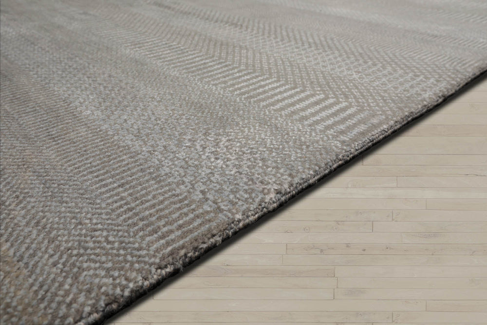 8x10 Tone On Tone Gray, , Color Hand Knotted Tibetan 100% Wool Modern & Contemporary Oriental Rug