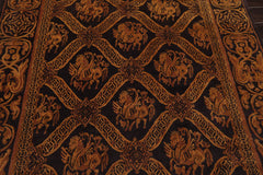6x9 Charcoal, Brown, Gold Color Hand Knotted 100% Wool Transitional Oriental Rug