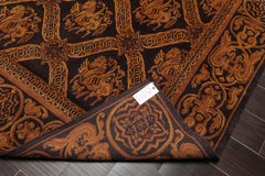 6x9 Charcoal, Brown, Gold Color Hand Knotted 100% Wool Transitional Oriental Rug