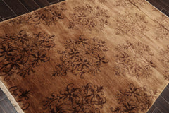5x8 Tan, Brown, Color Hand Knotted 100% Wool Transitional Oriental Rug