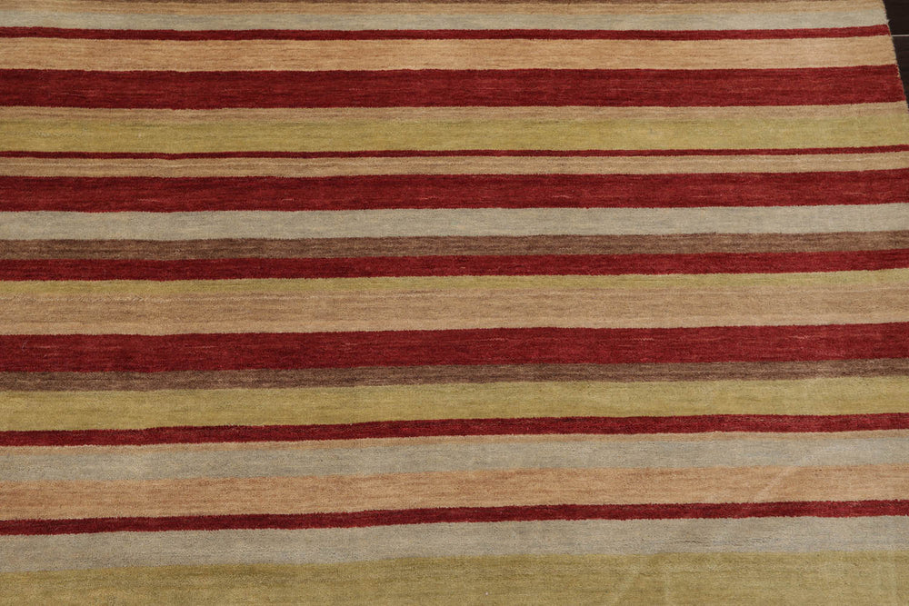 5x8 Multicolor, Brown, Gray Color Hand Knotted 100% Wool Modern Oriental Rug