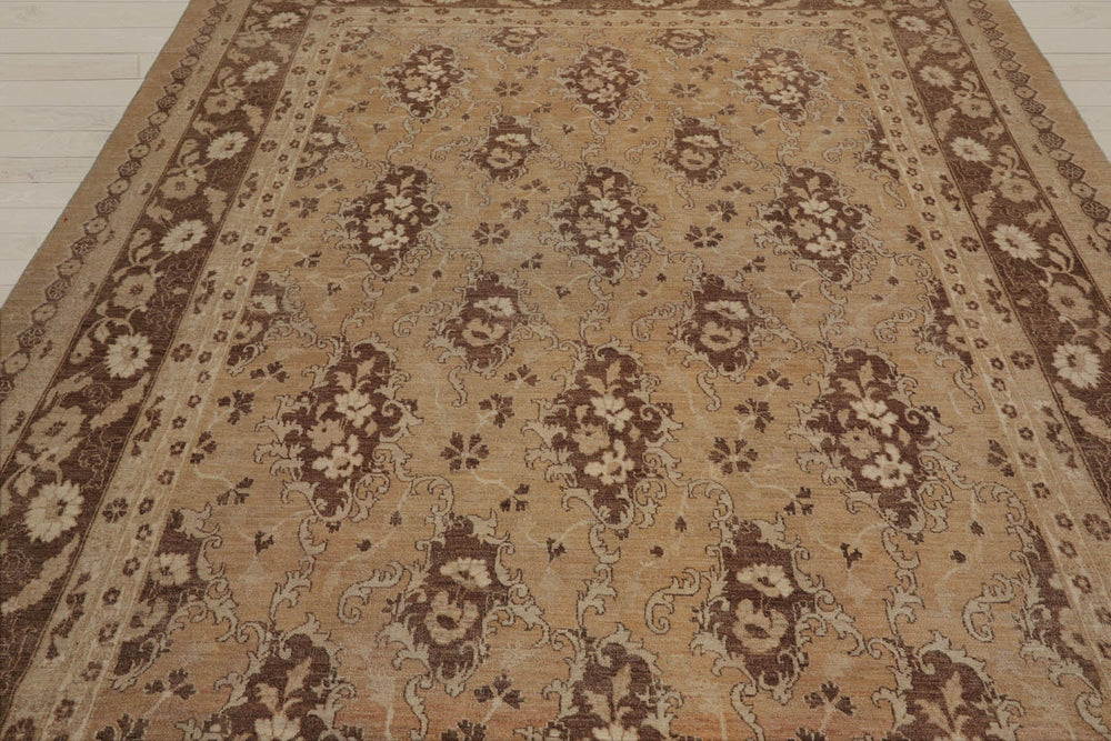 8x11 Tan, Beige, Brown Color Hand Knotted Chobi Peshawar 100% Wool Traditional Oriental Rug
