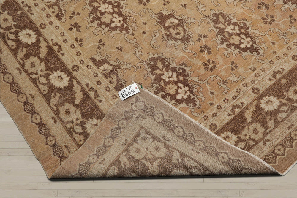 8x11 Tan, Beige, Brown Color Hand Knotted Chobi Peshawar 100% Wool Traditional Oriental Rug