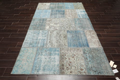 6x9 Blue, Gray, Aqua Color Hand Knotted Turkish 100% Wool Traditional Oriental Rug
