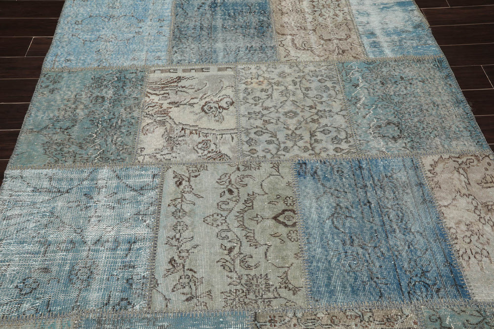 6x9 Blue, Gray, Aqua Color Hand Knotted Turkish 100% Wool Traditional Oriental Rug