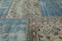 6x9 Blue, Gray, Aqua Color Hand Knotted Turkish 100% Wool Traditional Oriental Rug