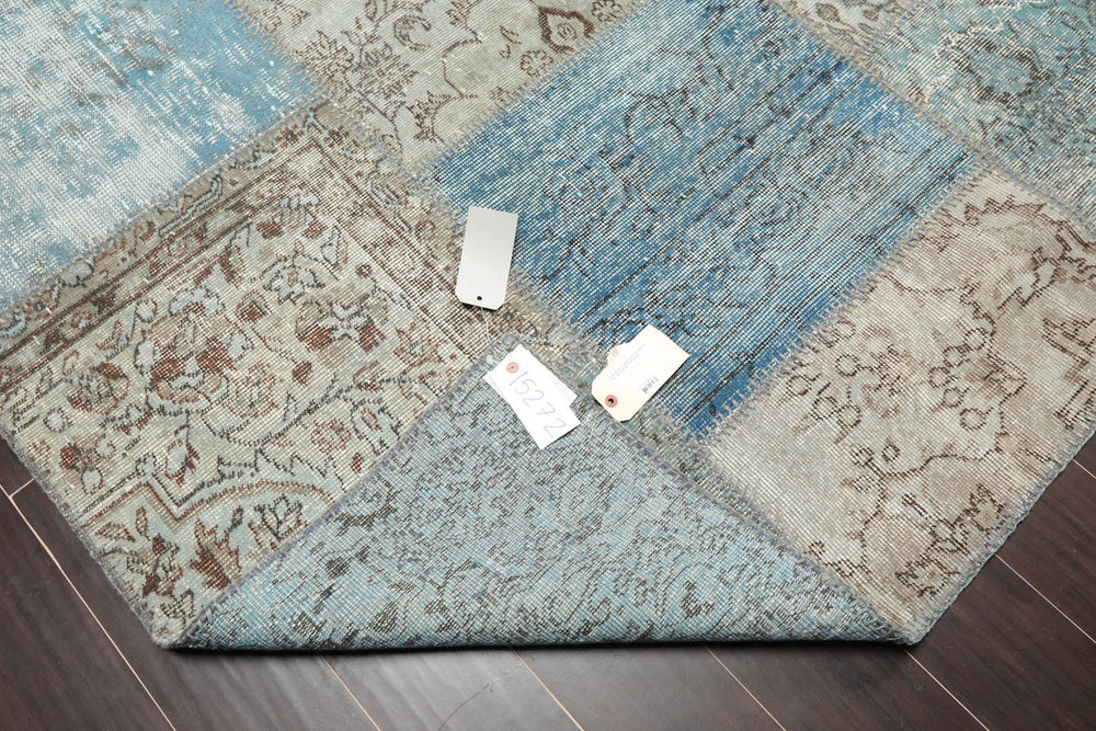 6x9 Blue, Gray, Aqua Color Hand Knotted Turkish 100% Wool Traditional Oriental Rug