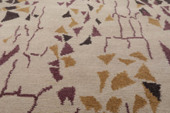 3x5 Beige, Charcoal, Aubergine Color Hand Knotted 100% Wool Modern Oriental Rug