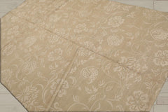 6x9 Beige Tone On Tone, , Color Hand Knotted Wool & Silk Transitional Oriental Rug