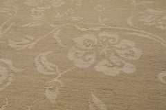 6x9 Beige Tone On Tone, , Color Hand Knotted Wool & Silk Transitional Oriental Rug