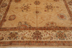 9x13 Beige, Brown, Burnt Orange Color Hand Knotted Oushak 100% Wool Traditional Oriental Rug