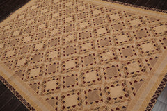 6x9 Tan, Brown, Chocolate Color Hand Knotted Soumak 100% Wool Traditional Oriental Rug