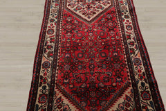 Runner Red, Beige, Brown Color Hand Knotted Heriz 100% Wool Traditional Oriental Rug