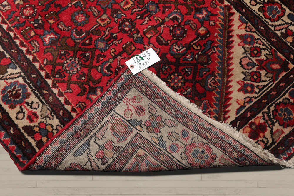 Runner Red, Beige, Brown Color Hand Knotted Heriz 100% Wool Traditional Oriental Rug