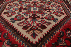 Runner Red, Beige, Brown Color Hand Knotted Heriz 100% Wool Traditional Oriental Rug