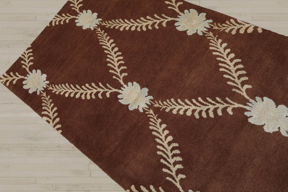 3x5 Brown, Beige, Blue Color Hand Knotted 100% Wool Traditional Oriental Rug