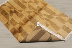 4x6 Gold, Brown, Color Hand Knotted Tibetan 100% Wool Modern & Contemporary Oriental Rug