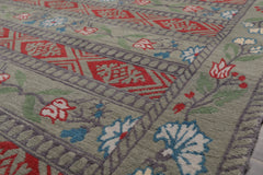 4x6 Celadon, Gray, Burnt Orange Color Hand Knotted 100% Wool Transitional Oriental Rug