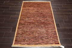 4x6 Gold, Rust, Beige Color Hand Knotted Peshawar 100% Wool Traditional Oriental Rug