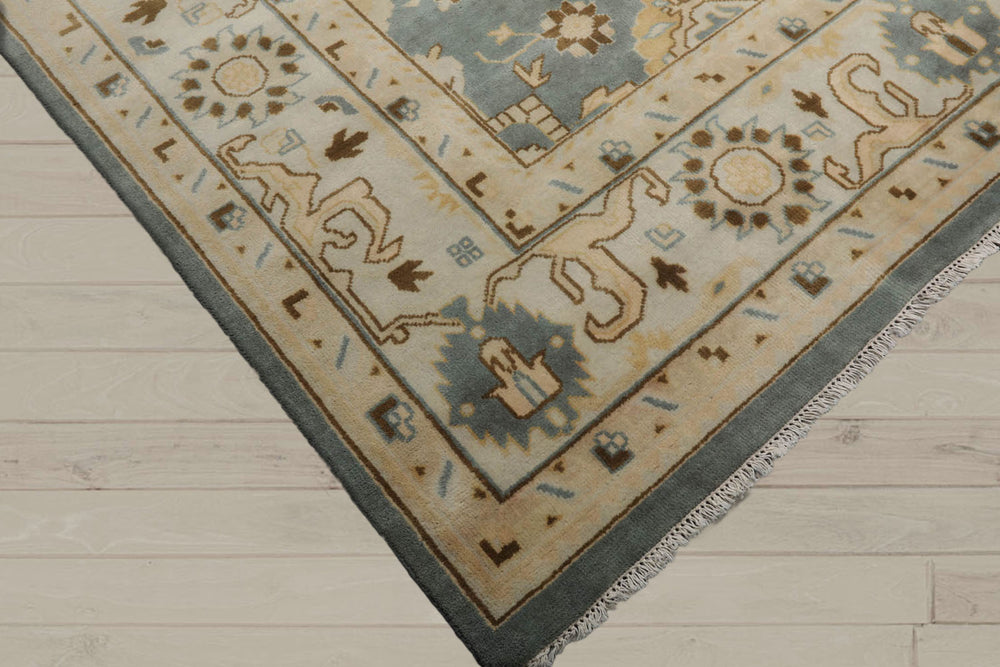 9x12 Celadon, Beige, Gray Color Hand Knotted 100% Wool Traditional Oriental Rug