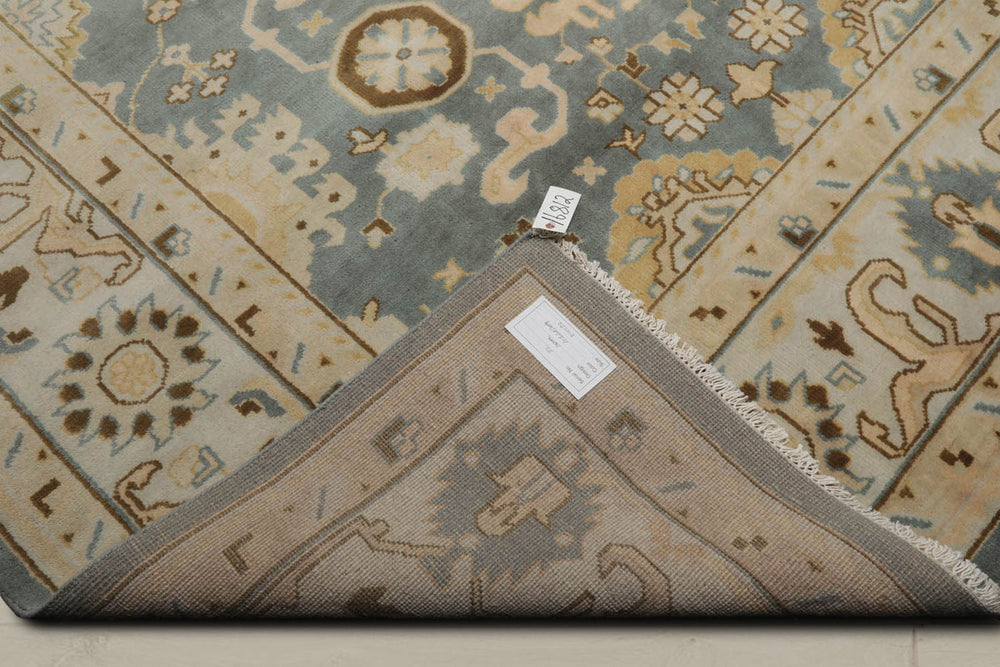 9x12 Celadon, Beige, Gray Color Hand Knotted 100% Wool Traditional Oriental Rug