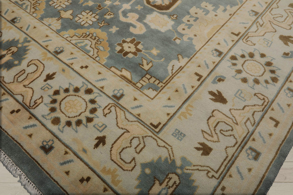 9x12 Celadon, Beige, Gray Color Hand Knotted 100% Wool Traditional Oriental Rug