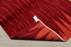 4x6 Red, Peach, Color Hand Knotted Tibetan 100% Wool Modern & Contemporary Oriental Rug