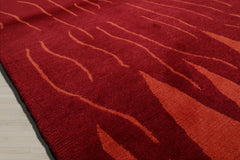 4x6 Red, Peach, Color Hand Knotted Tibetan 100% Wool Modern & Contemporary Oriental Rug
